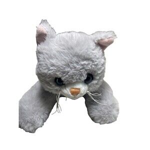 Walmart Lying Gray White Cat 18.5 inches long Blue Eyes Plush Stuffed Animals